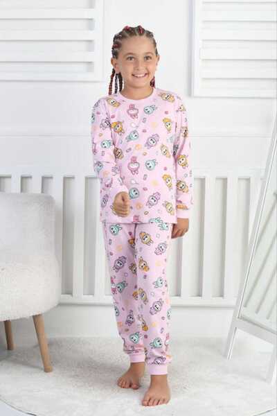 Yağmur Giyim Set de pijamale pentru fete 6-10 ani, cu model ISOB Pink Labubu,...