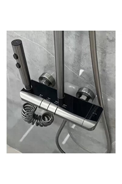 UNİBOX Set Coloana Dus Premium, 4 Functii, Butoane Piano, Tip Ploaie Relaxanta, Design Modern, Negru