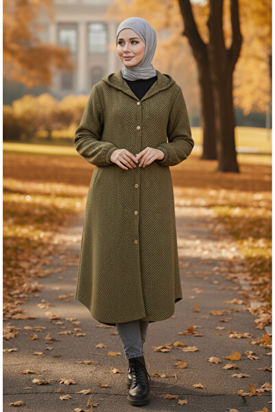 sefamerve Καπέλο με με κουκούλα κουμπιά 0201-10 Χακί