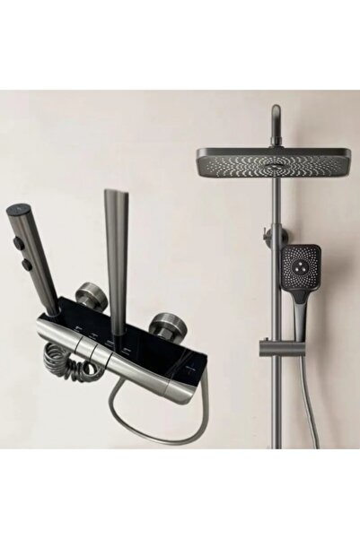 UNİBOX Set Coloana Dus Premium, 4 Functii, Butoane Piano, Tip Ploaie Relaxanta, Design Modern, Negru