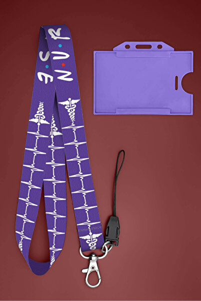 Apptakı Mor Nurse Hemşire Boyun İpi Boyun Askı İpi Boyun Askısı ve Kartlık - ...