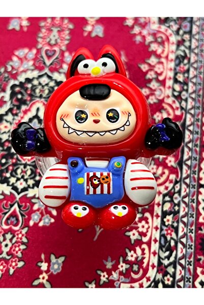 EDELFU Popsocket Yapışkanlı 3D Kabartma Labubu Desenli Telefon Tutacağı Akrilik Epoksi Yüzey Parmak Tutucu