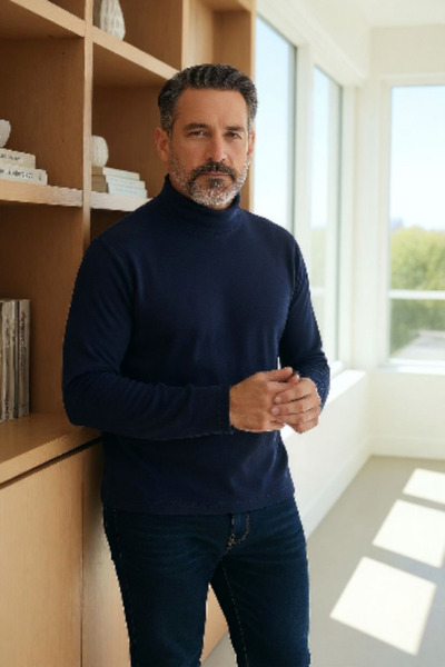 Star Fashion Bluza barbati vatuita, cu guler pe gat, cu striatii