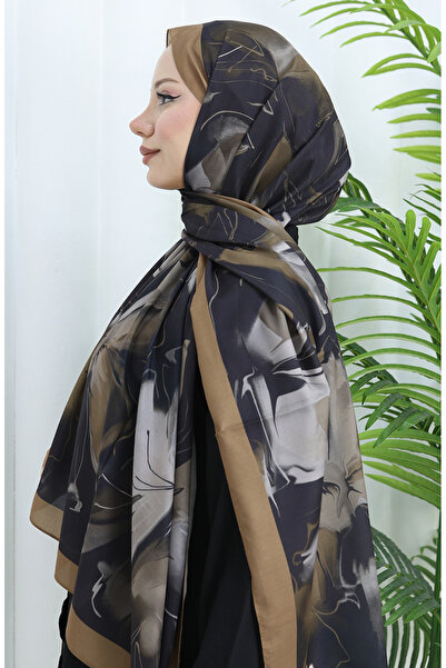 sefamerve Μαλακό σάλι με σχέδιο 70316-13 Γαλακτώδης καφές ανθρακί