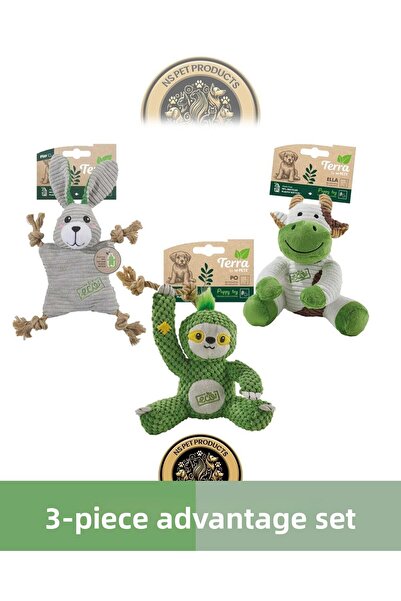 M-PETS لعبة كلب تيرا إيكو إيلا (بقرة)-بو (حيوان كسول)-لولو (أرنب) مجموعة من 3...