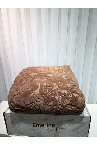 Merinos Elegans Embossed Brown Flowered Single Bed Blanket