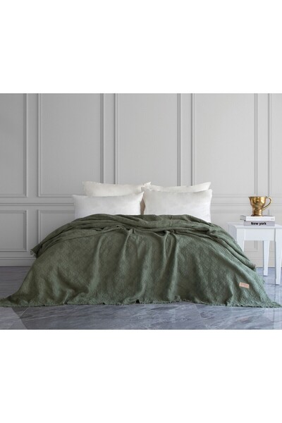 Dantela Notte Corded Fabric Pattern Bedspread - Khaki