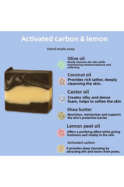 Going Zeero Activated Carbon Lemon Handmade Soap Olive Oil, Coconut Oil, Shea Butter