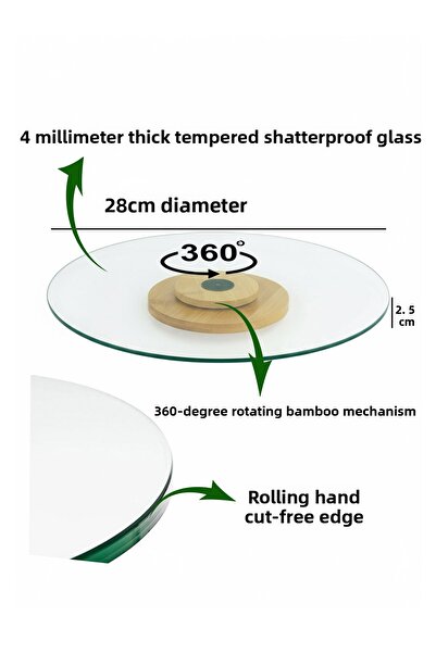 EVSTYLE 260 Degree Bamboo Base Glass Presentation Stand - Unbreakable 4 Milim Tempered Glass