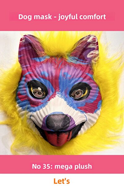 Letsii قناع كلب لطيف ذو شعر أشقر ميجا بلوش رقم 35
