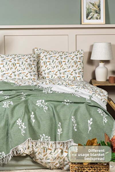 Elart Nadia Blanket Double Size Cotton (200X220 cm) Green