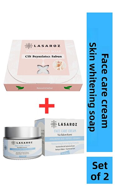 lasaroz صابون الأرز لتبييض البشرة 100 جرام + كريم العناية بالوجه 50 مل مجموعة مرطبة مفيدة