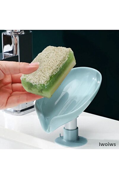 CNGZSHOP Βεντούζα Δοχείο Σαπουνιού με Αποχέτευση Νερού σε Σχήμα Φύλλου, Πλαστ...