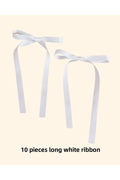 Organizasyon Pazarı 10Pcs Long Ribbon Decorative Satin Bow Gift Package Ornament Party Wedding Engagement New Year Ornament