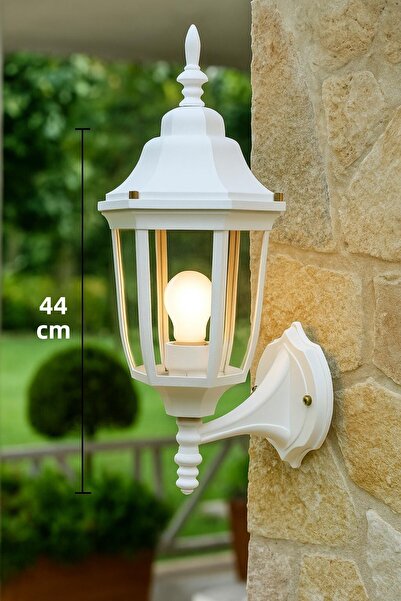 232LAMP فانوس جداري سداسي أبيض من شاتو، مناسب للشرفة والتراس والبلكون، للاستخ...