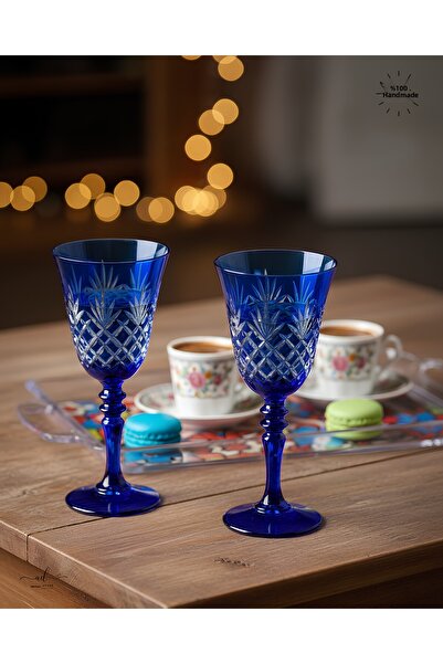 AKDEN STORE Cut Crystal Colored Goblet, Water Glass