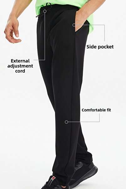 bilcee Peak Men's Black Pocket Straight Leg Sweatpants 7011