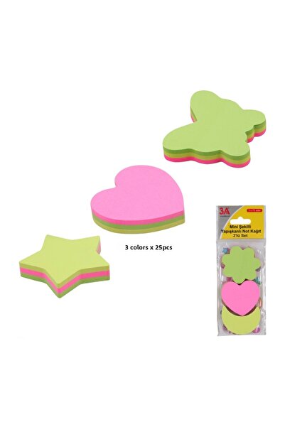 3A مجموعة من 3 أوراق لاصقة صغيرة الحجم (3 ألوان × 25 قطعة)