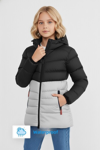 QAWWA Κορίτσια - Αντιανεμικό και αδιάβροχο αθλητικό παλτό με κουκούλα