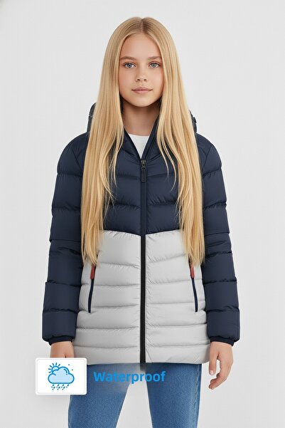 QAWWA Κορίτσια - Αντιανεμικό και αδιάβροχο αθλητικό παλτό με κουκούλα