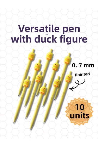 Ceylan Kırtasiye Cute Duck Figured 0.7 mm Tip Pen Versatile Pen Chick Carne Gift (10 Pcs)