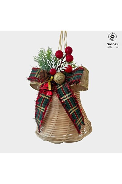 Solinas Collection Decor de clopot roșu din ratan, realizat manual, cu pangli...