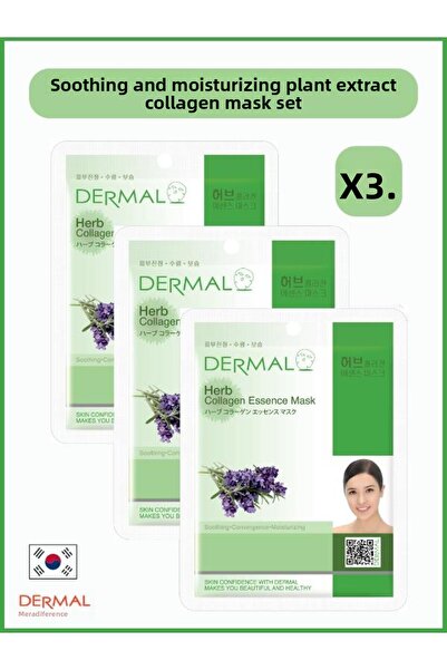 Dermal 23gr. 100% Cotton Soothing and Moisturizing Plant Extract Collagen Mas...