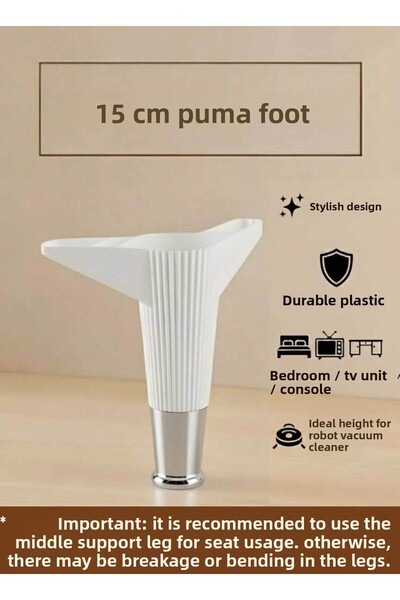 İMT AKSESUAR Puma 15 cm 4 buc. Mobilier alb-cromat Canapea Unitate TV Kosol Dulap Noptieră Picior