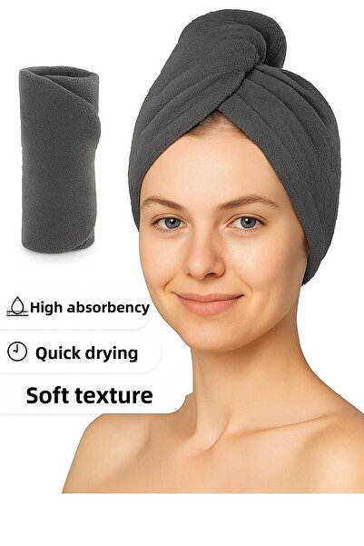 Mela Home منشفة شعر/منشفة سرير سريعة الجفاف، مزودة بأزرار، نسيج ناعم من الألياف الدقيقة - منشفة للضيوف