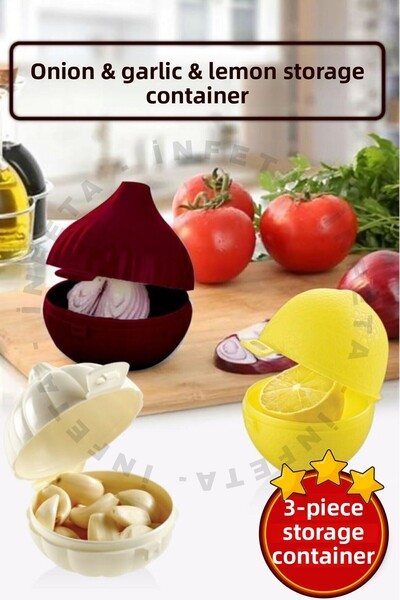 İnfeta Set of 3 Onion Garlic Lemon Storage Container