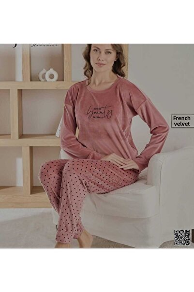 Pijamoni Дамски комплект за дома от френски кадиф с кадифена подплата