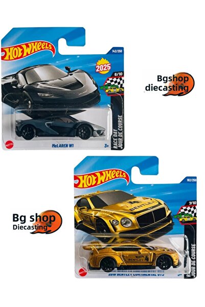 HOT WHEELS 2018 بنتلي كونتيننتال جي تي 3 (ذهبي) - ماكلارين دبليو 1 (أسود) - ع...