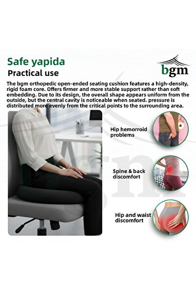 bgm Orthopedic Open-Ended Sitting Ring with Hard Sponge Support – Washable Cover, Hard Structure Orthopedic Pillow