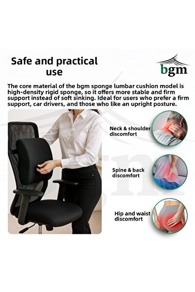 bgm Orthopedic Lumbar Cushion with Hard Sponge Support – Washable Cover, Hard Structure Orthopedic Pillow
