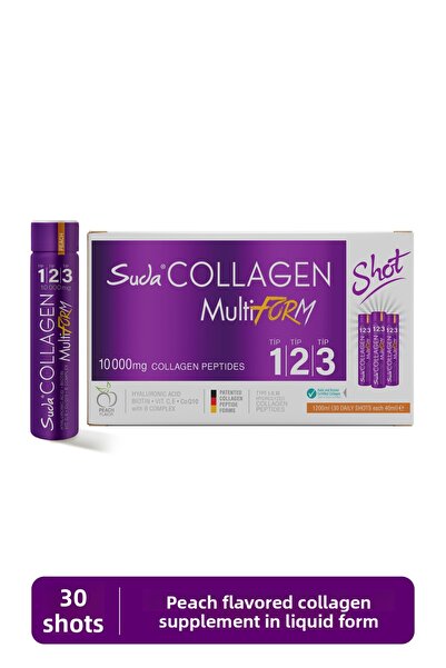 Suda Collagen MultiForm 40mlx30 ببتيد الكولاجين بنكهة الكولاجين - 10000 ملغ من النوع 1 - النوع 2 - النوع 3