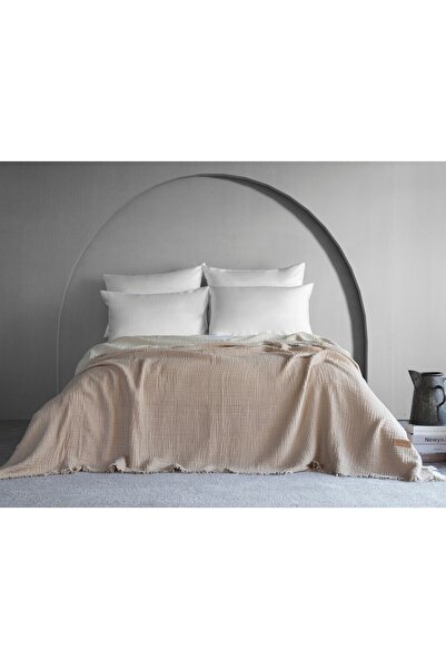 Dantela Camino Muslin 4-Layer Bedspread - Beige