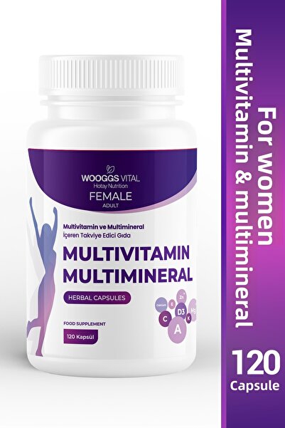 Hotay Nutrition Wooggs Vital مكمل غذائي يحتوي على الفيتامينات المتعددة والمعادن المتعددة للنساء البالغات - 120 كبسولة