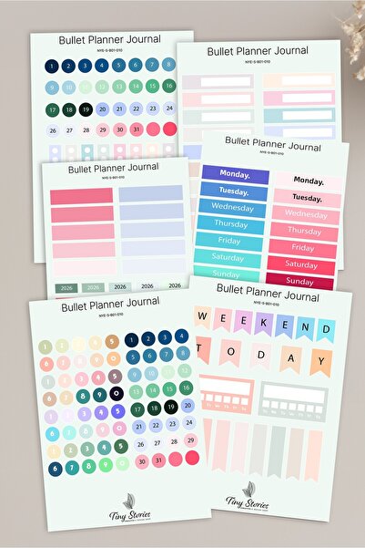 tinystoriestr مجموعة ملصقات بوليت جورنال - 6 صفحات / مفكرة، ألبوم صور، دفتر ي...