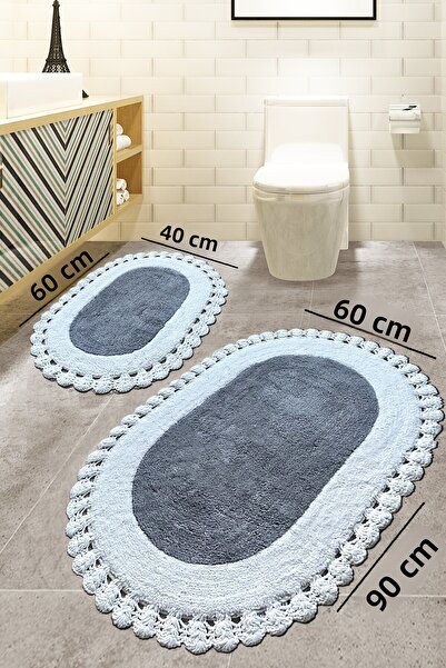 Chilai Home Elexus Gray 100% Cotton 2-Piece Bath Mat Set