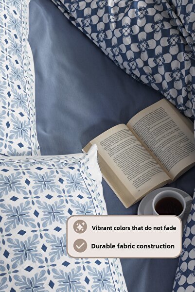 Elart Σετ Παπλωματοθήκη Amanda Μονό 100% Βαμβάκι Ranforce Ελαστικό Σεντόνι (160x220 cm) Μπλε