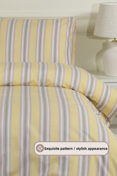 Elart Scatt Duvet Cover Set Double Elastic Fitted Sheet (200X220 cm) Ecru