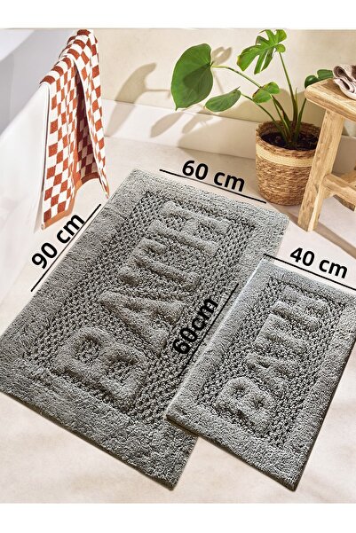 Chilai Home Rueso Gray 2-Piece 100% Cotton Bath Mat Set