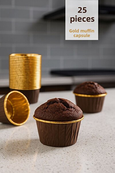 Funny Life 25-Piece Gold Kraft Muffin Cupcake Mold Cake Capsule, Safari Conce...