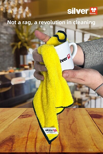 SİLVER HOME Microfiber Super Absorbent 5-Piece Towel Cleaning Cloth-Yellow