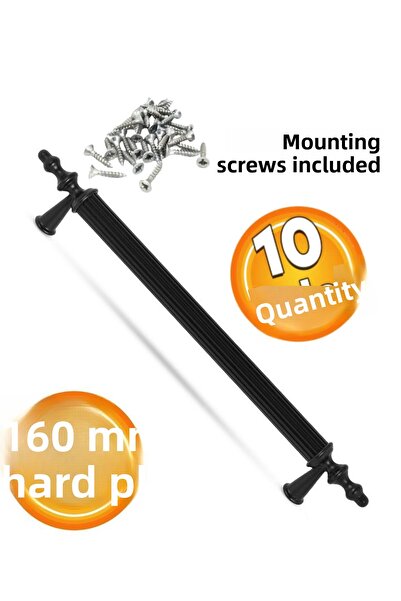 evizmo PLASTIC DUR 10BUC 160 Mm Mobilier negru Sertar de bucătărie Mâner dula...