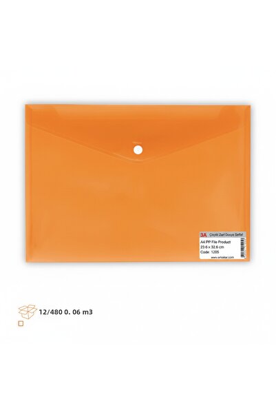 3A Snap Envelope File Transparent / Colored 18 Micron Orange 5 Pieces