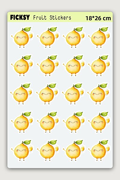 Ficksy مجموعة ملصقات لطيفة بتصميم عصير الليمون - 20 قطعة من الملصقات