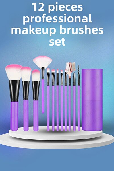 shopwave مجموعة فرش مكياج ذات رؤوس ناعمة مكونة من 12 قطعة - مجموعة فرش لمكياج العيون والوجه ومجموعة مكياج احترافية