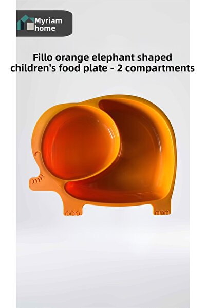 Lova Miryamhome Fillotabak Orange Elephant Shaped 2-Compartment Baby Food Pla...