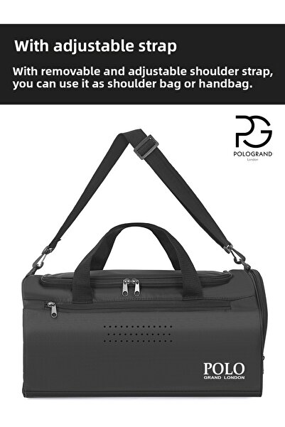 POLOGRAND London Large Volume Travel Training Comfortable Unisex Polo Fitness Sports Bag with Front Pocket and Shoe Compartment